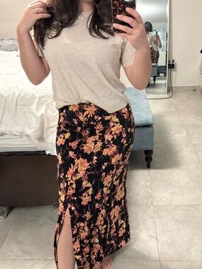 Free People Black Floral Maxi Skirt